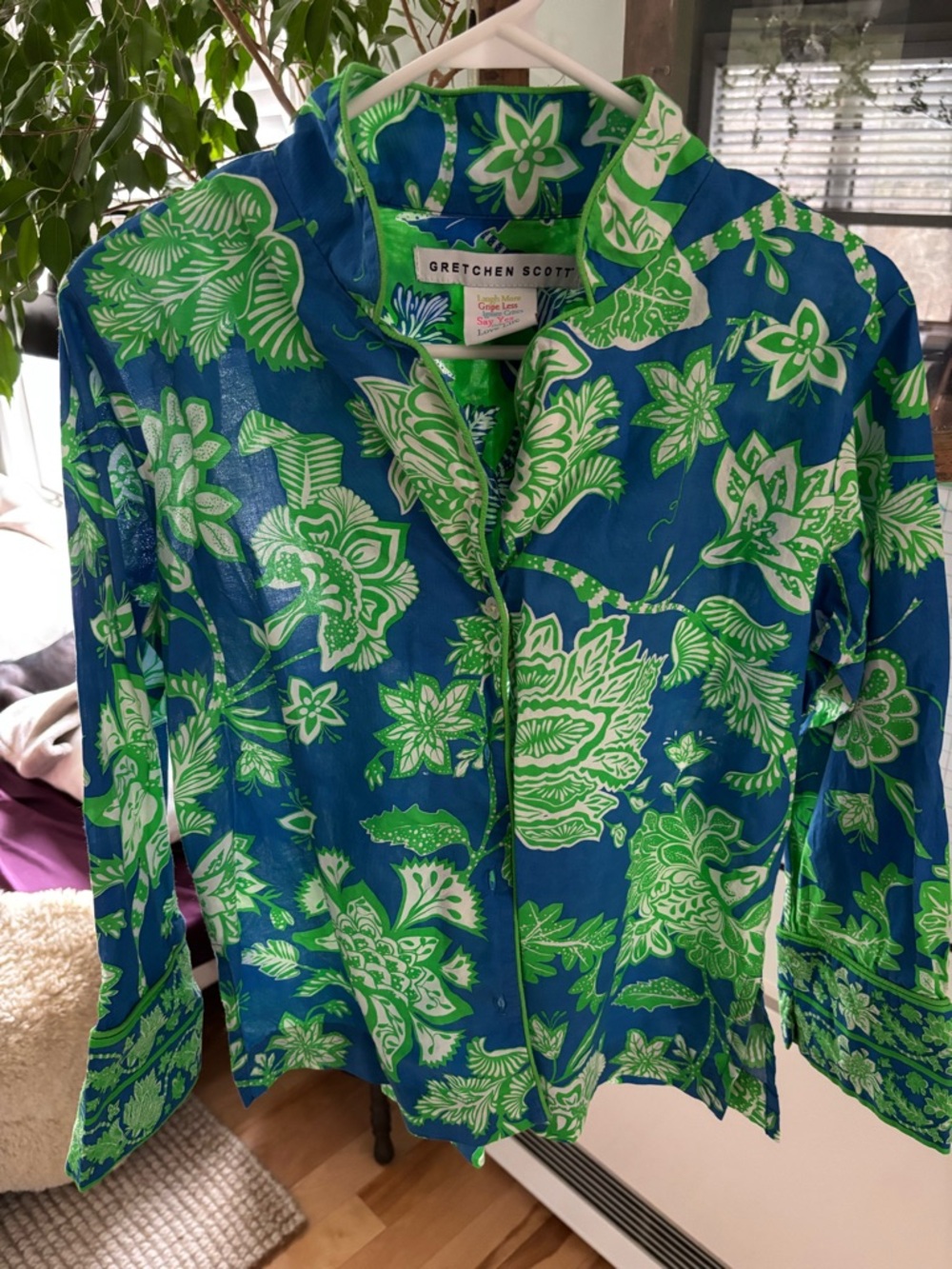Gretchen Scott Blue & Green Floral SET Top and Pants